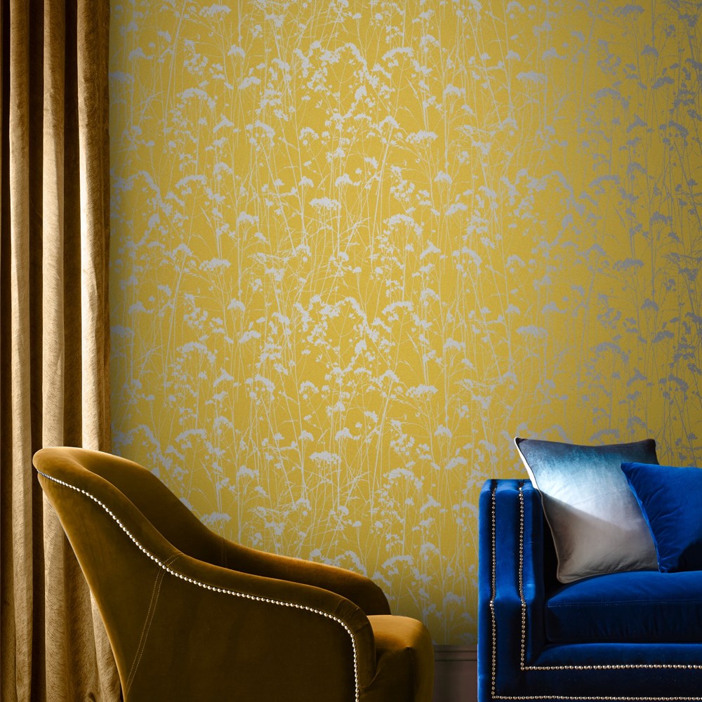 Grace Summer Wallpaper 105458 by Graham & Brown in Yellow Metallic